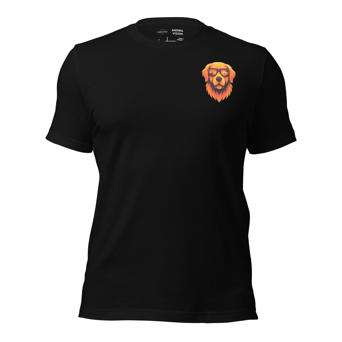 Surfer dog at a tropical sunset beach, graphic tee by Understated